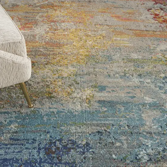 Blue And Gray Abstract Power Loom Area Rug Photo 6