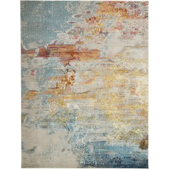 Blue And Gray Abstract Power Loom Area Rug Photo 1