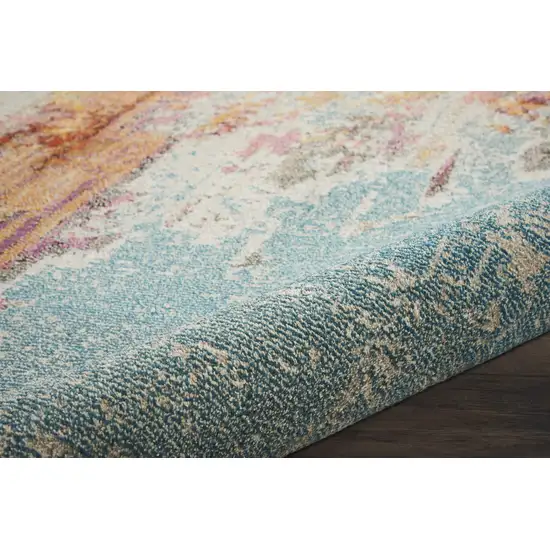 Blue And Gray Abstract Power Loom Area Rug Photo 5