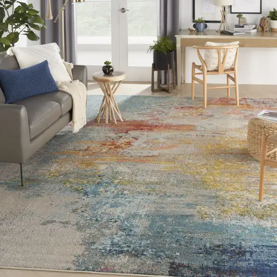 Blue And Gray Abstract Power Loom Area Rug Photo 8