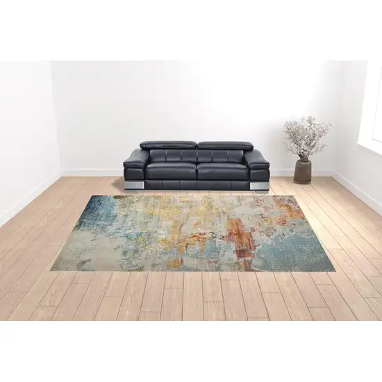 Blue And Gray Abstract Power Loom Area Rug Photo 2