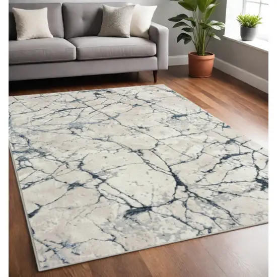 Blue And Gray Abstract Stain Resistant Area Rug Photo 1