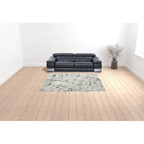 Blue And Gray Abstract Stain Resistant Area Rug Photo 2