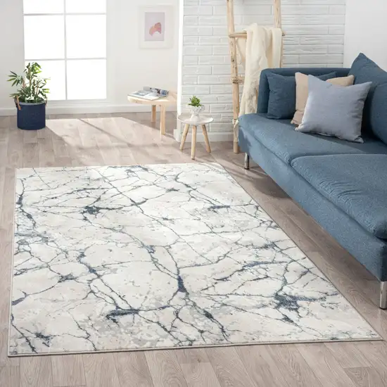 Blue And Gray Abstract Stain Resistant Area Rug Photo 4