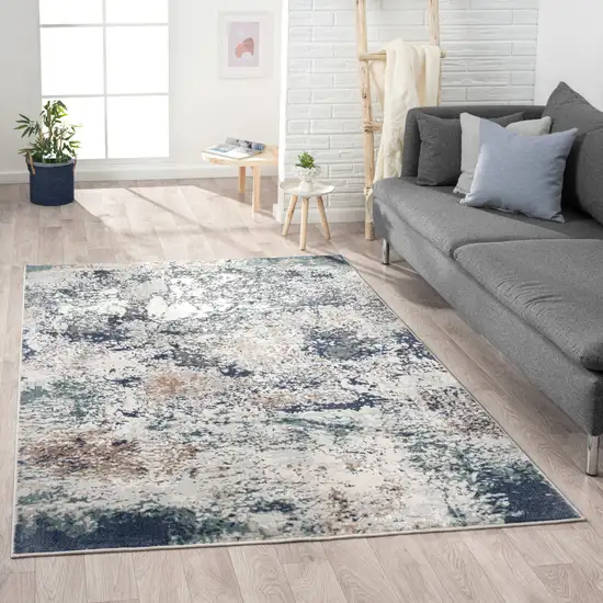 Blue And Gray Abstract Stain Resistant Area Rug Photo 6