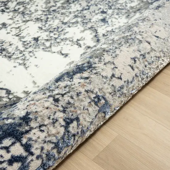 Blue And Gray Abstract Stain Resistant Area Rug Photo 9