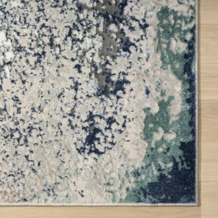 Blue And Gray Abstract Stain Resistant Area Rug Photo 3