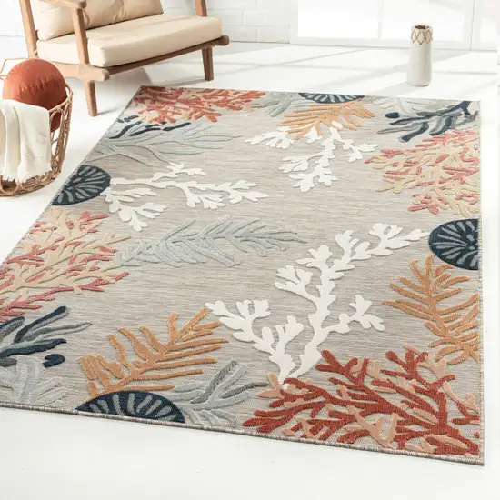 Blue And Gray Abstract Stain Resistant Indoor Outdoor Area Rug Photo 9