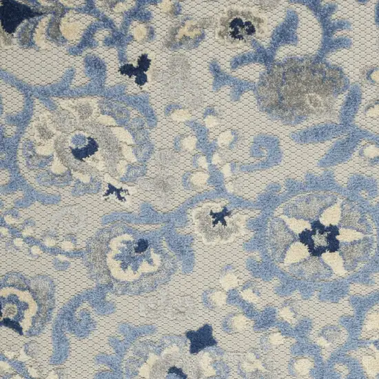 Blue And Gray Floral Power Loom Area Rug Photo 3