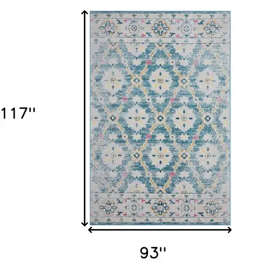 Blue And Gray Floral Stain Resistant Indoor Outdoor Area Rug Photo 9