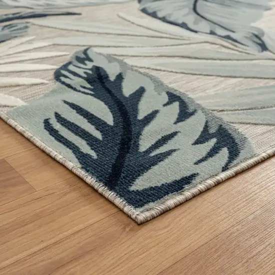 Blue And Gray Floral Stain Resistant Indoor Outdoor Area Rug Photo 7