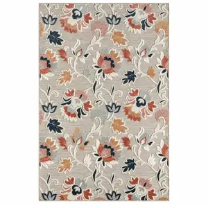 Photo of Blue And Gray Floral Stain Resistant Indoor Outdoor Area Rug