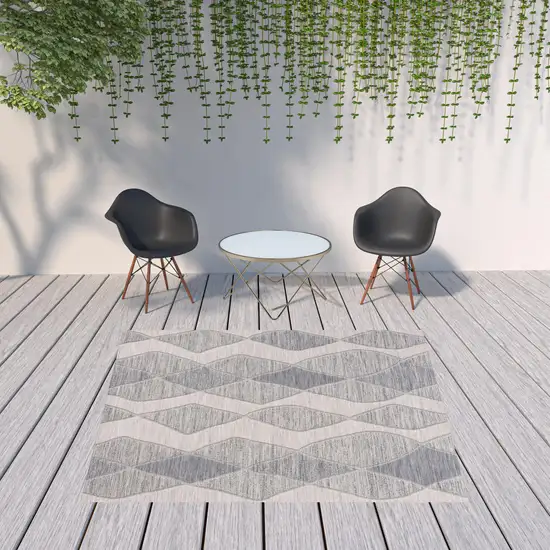 Blue And Gray Geometric Indoor Outdoor Area Rug Photo 2