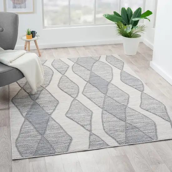 Blue And Gray Geometric Indoor Outdoor Area Rug Photo 6