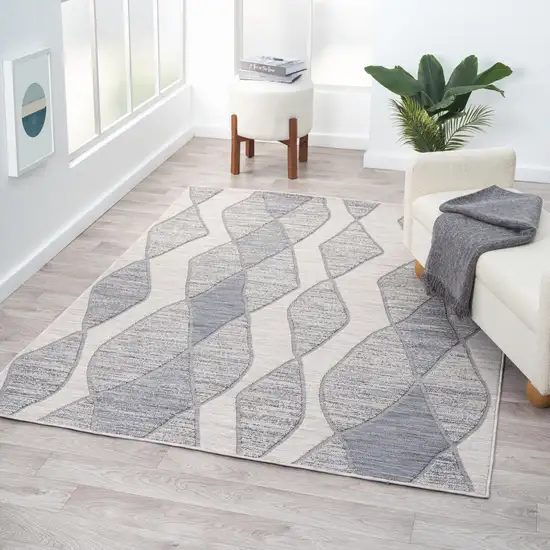 Blue And Gray Geometric Indoor Outdoor Area Rug Photo 7