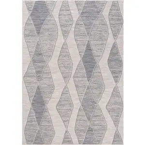 Photo of Blue And Gray Geometric Indoor Outdoor Area Rug