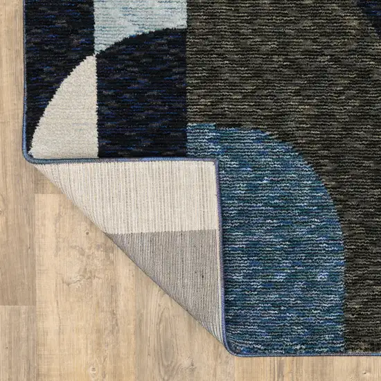 Blue And Gray Geometric Power Loom Area Rug Photo 6