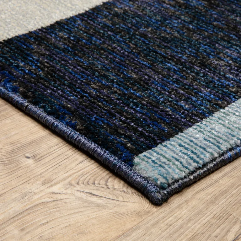 Blue And Gray Geometric Power Loom Area Rug Photo 3