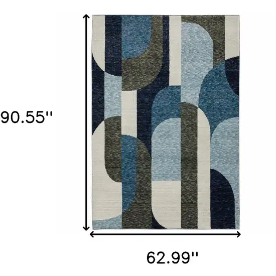 Blue And Gray Geometric Power Loom Area Rug Photo 9