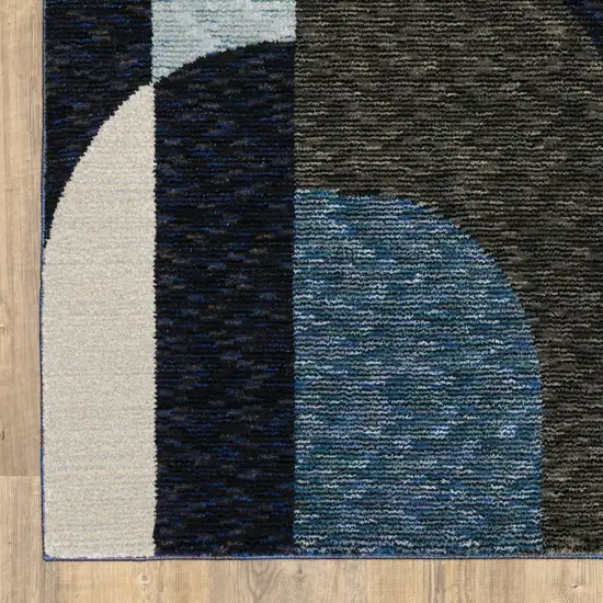 Blue And Gray Geometric Power Loom Area Rug Photo 7