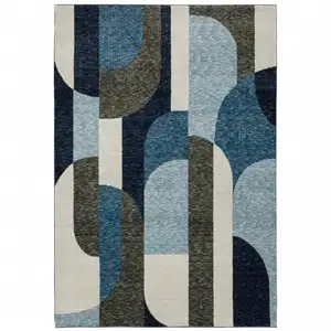 Photo of Blue And Gray Geometric Power Loom Area Rug