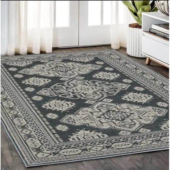 Blue And Gray Medallion Area Rug Photo 1