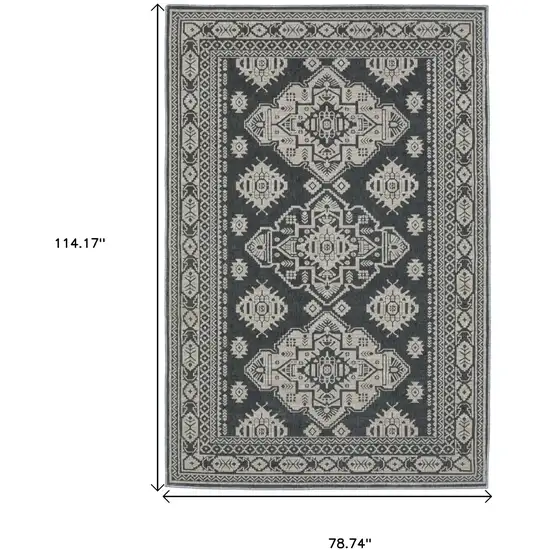 Blue And Gray Medallion Area Rug Photo 3