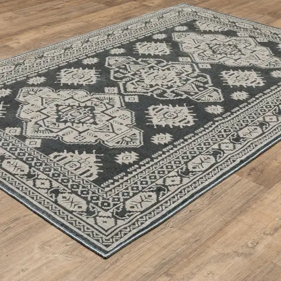 Blue And Gray Medallion Area Rug Photo 5