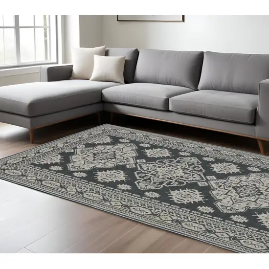 Blue And Gray Medallion Area Rug Photo 1