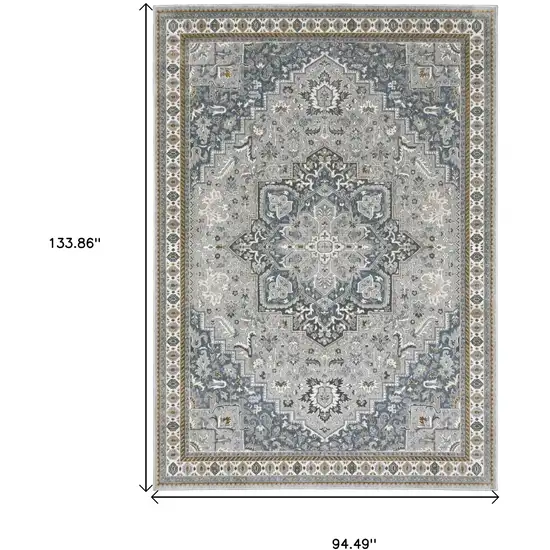 Blue And Gray Medallion Area Rug Photo 3