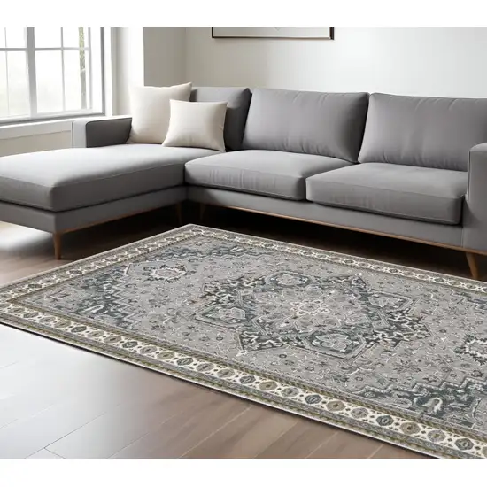 Blue And Gray Medallion Area Rug Photo 1