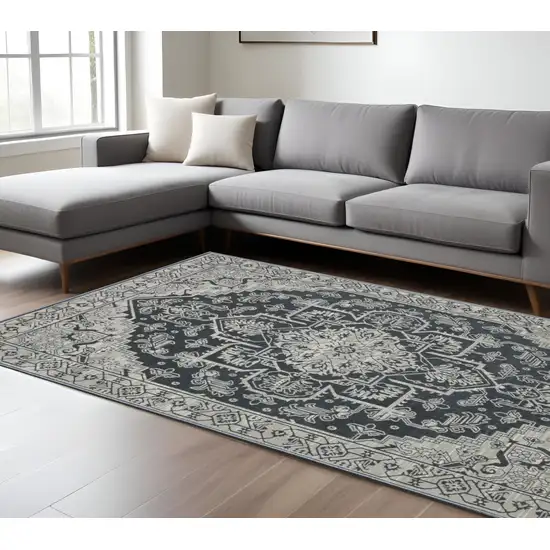 Blue And Gray Oriental Area Rug Photo 1