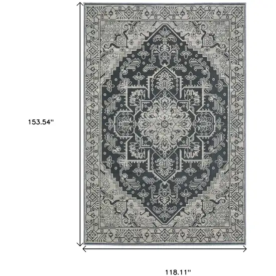 Blue And Gray Oriental Area Rug Photo 3