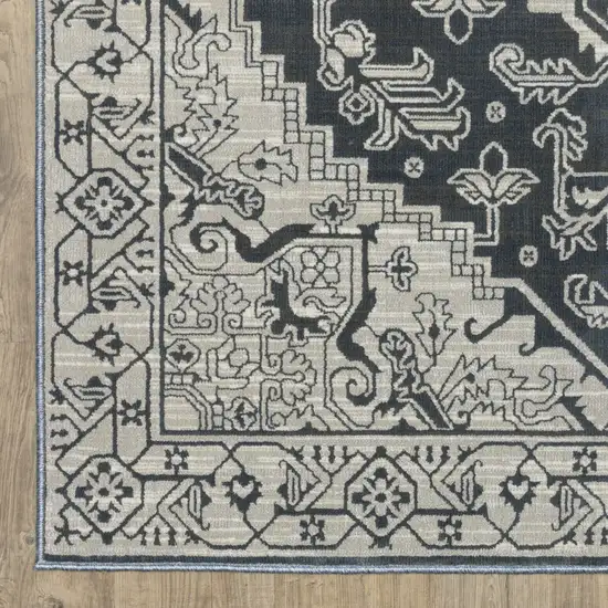 Blue And Gray Oriental Area Rug Photo 6