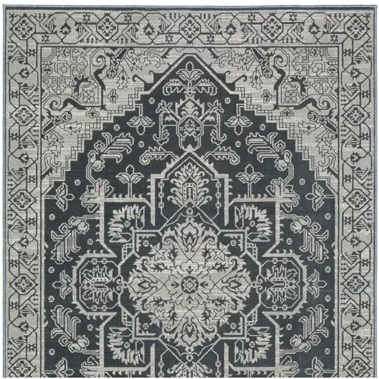 Blue And Gray Oriental Area Rug Photo 9