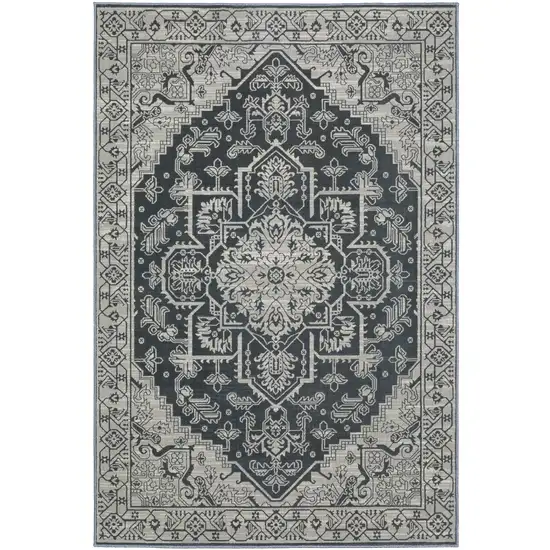 Blue And Gray Oriental Area Rug Photo 2