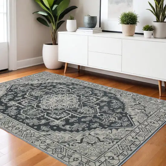 Blue And Gray Oriental Area Rug Photo 1