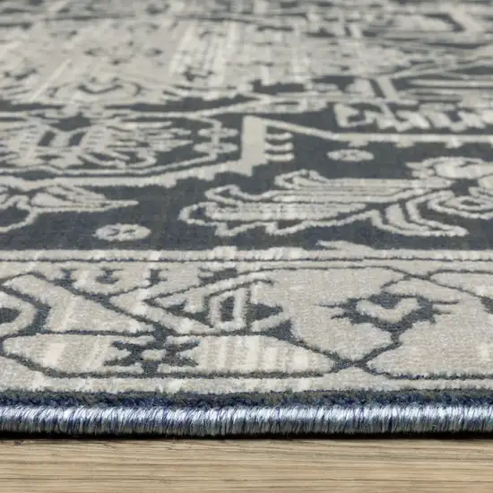 Blue And Gray Oriental Area Rug Photo 5