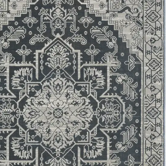 Blue And Gray Oriental Area Rug Photo 8