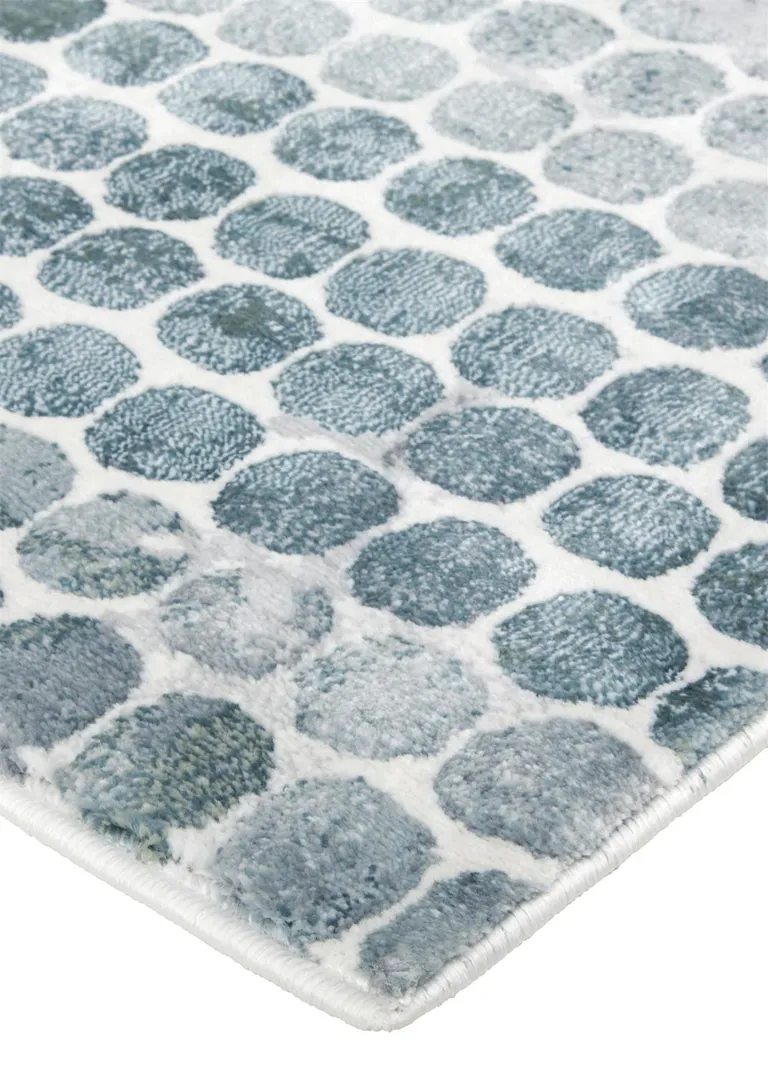 Blue And Gray Polka Dots Distressed Stain Resistant Area Rug Photo 3