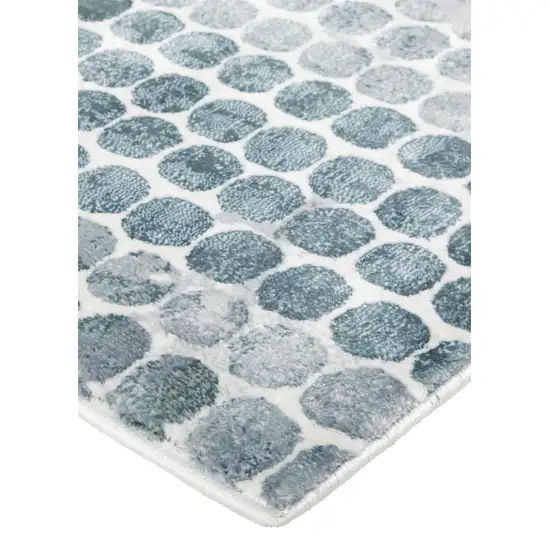 Blue And Gray Polka Dots Distressed Stain Resistant Area Rug Photo 3