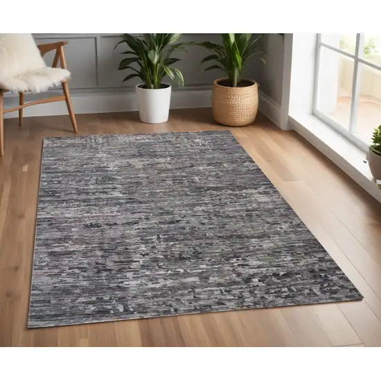 Blue and Gray Wool Abstract Hand Knotted Area Rug Photo 1