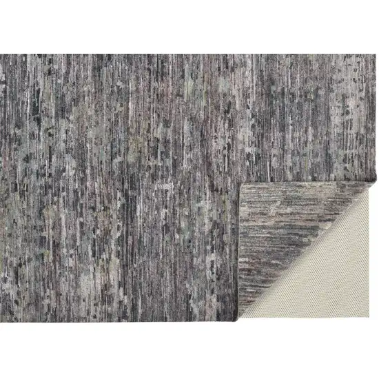 Blue And Gray Wool Abstract Hand Knotted Area Rug Photo 4