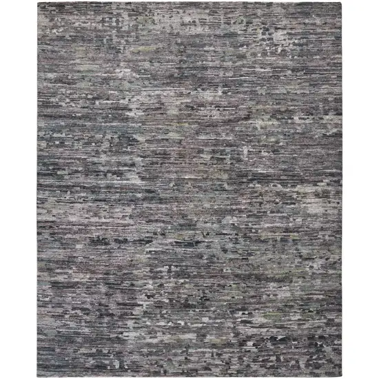 Blue And Gray Wool Abstract Hand Knotted Area Rug Photo 1