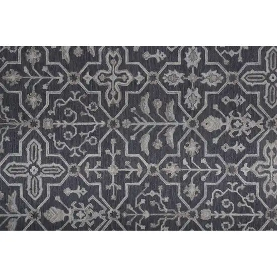 Blue And Gray Wool Floral Tufted Handmade Stain Resistant Area Rug Photo 9