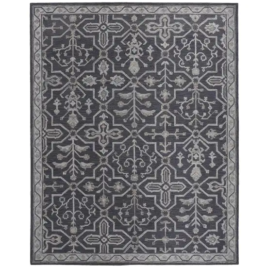 Blue And Gray Wool Floral Tufted Handmade Stain Resistant Area Rug Photo 2