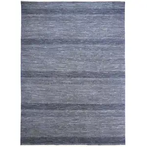 Photo of Blue And Gray Wool Striped Hand Knotted Area Rug