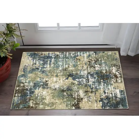 Blue And Green Abstract Area Rug Photo 1