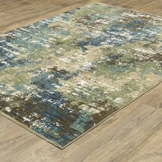 Blue And Green Abstract Area Rug Photo 4