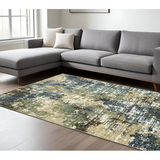 Blue And Green Abstract Area Rug Photo 1